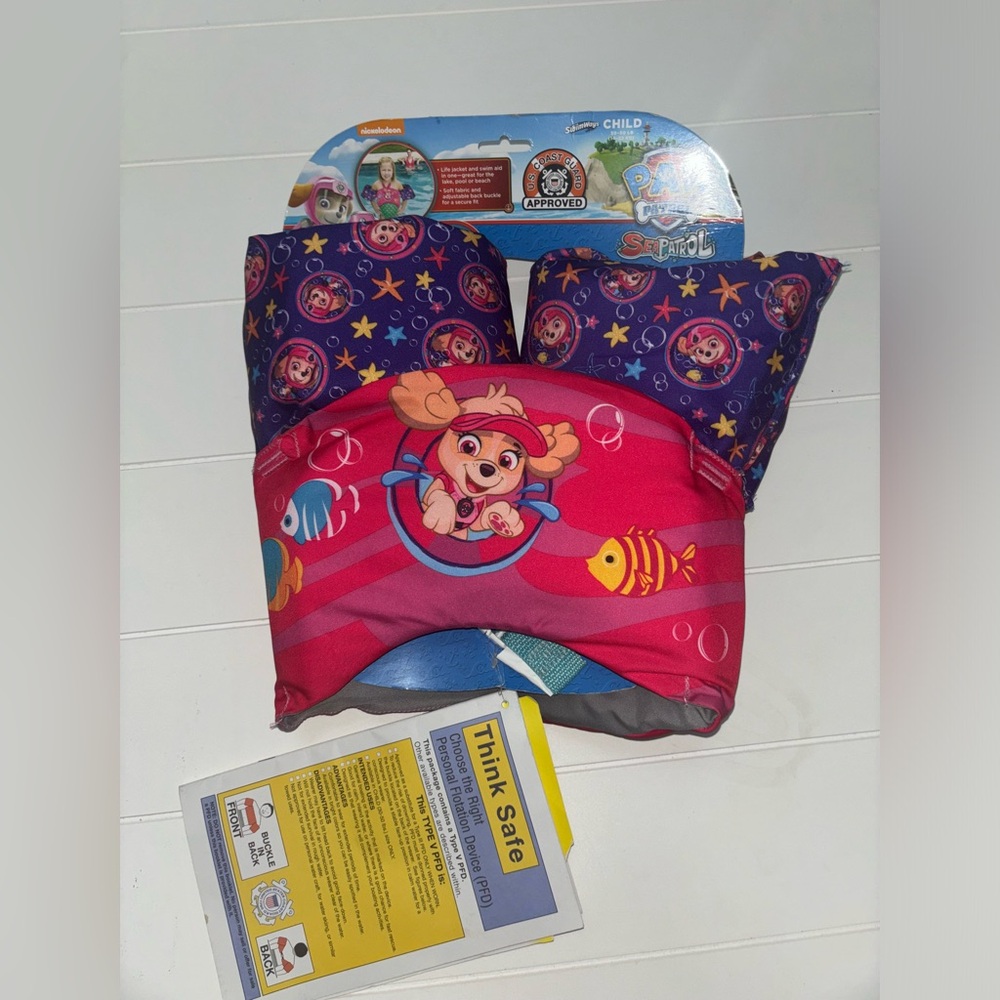 Paw Patrol Sea Patrol Pink & Purple Swim Trainer Life Jacket Vest Water Wings